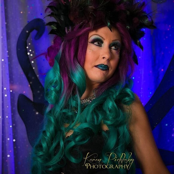 Lace Front Purple/Teal Ombre Synthetic Wig - Picture 6 of 6